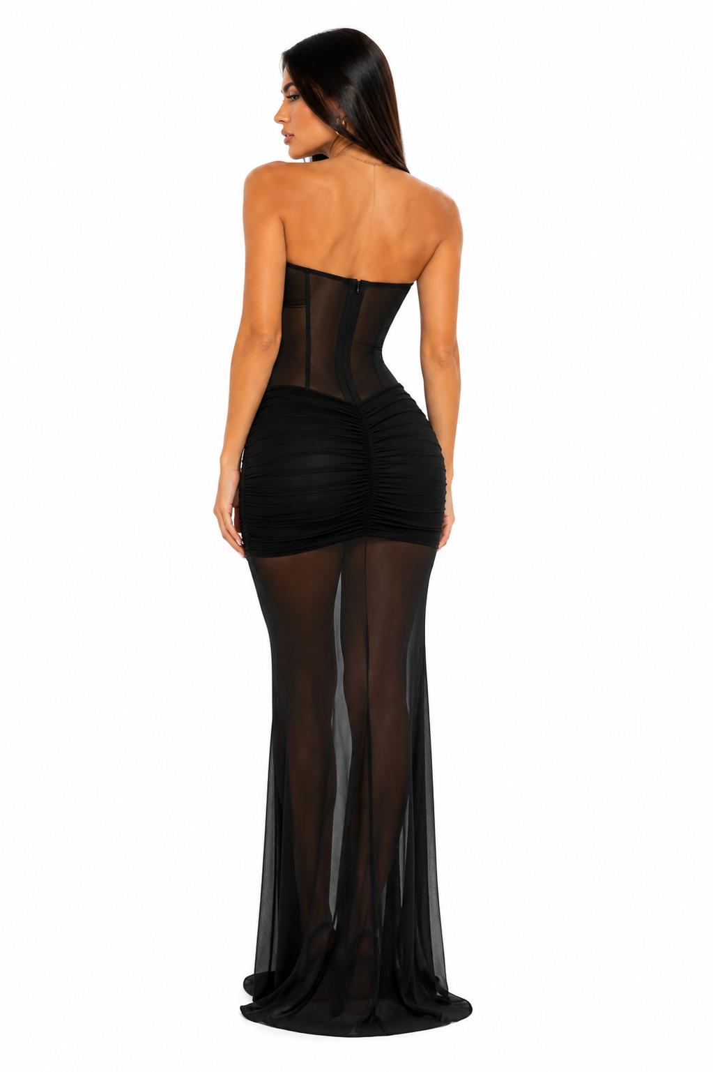 Vestido Strapless Draped Luxury