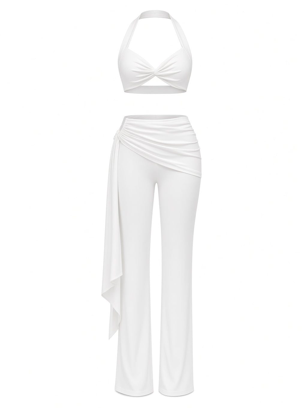 Conjunto Premium De Dos Piezas-Top Halter y pantalon Drapado