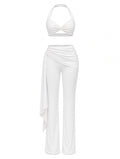 Conjunto Premium De Dos Piezas-Top Halter y pantalon Drapado