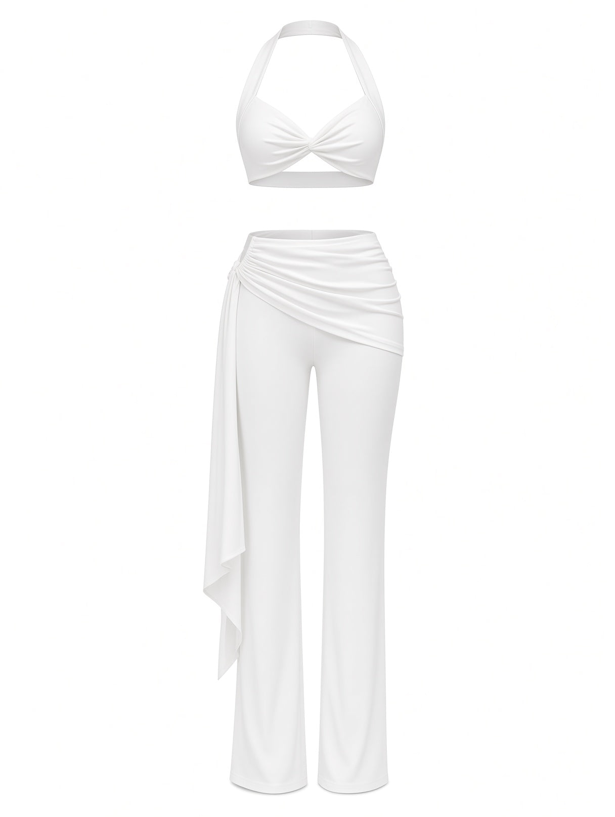 Conjunto Premium De Dos Piezas-Top Halter y pantalon Drapado