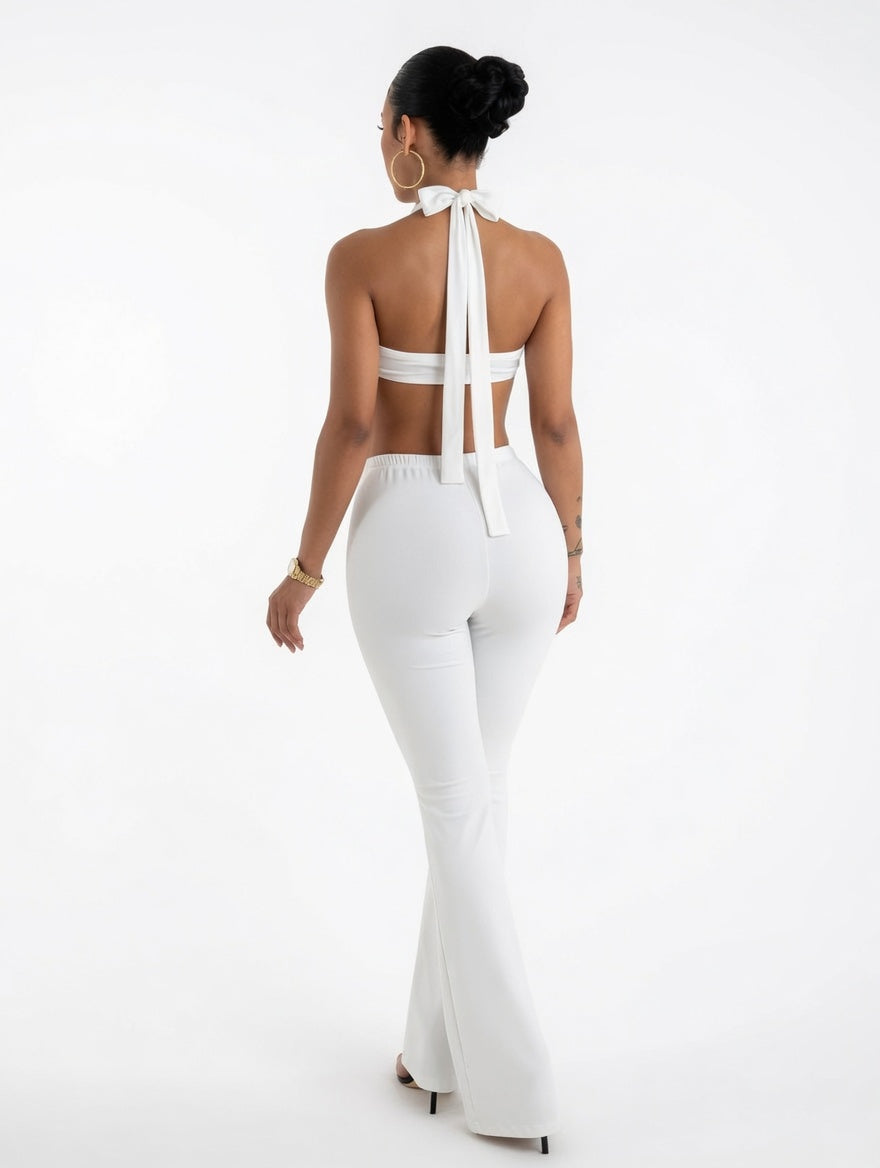 Conjunto Premium De Dos Piezas-Top Halter y pantalon Drapado